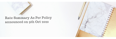 Rate Summary as per Policy Announcement on 9th Oct 2020